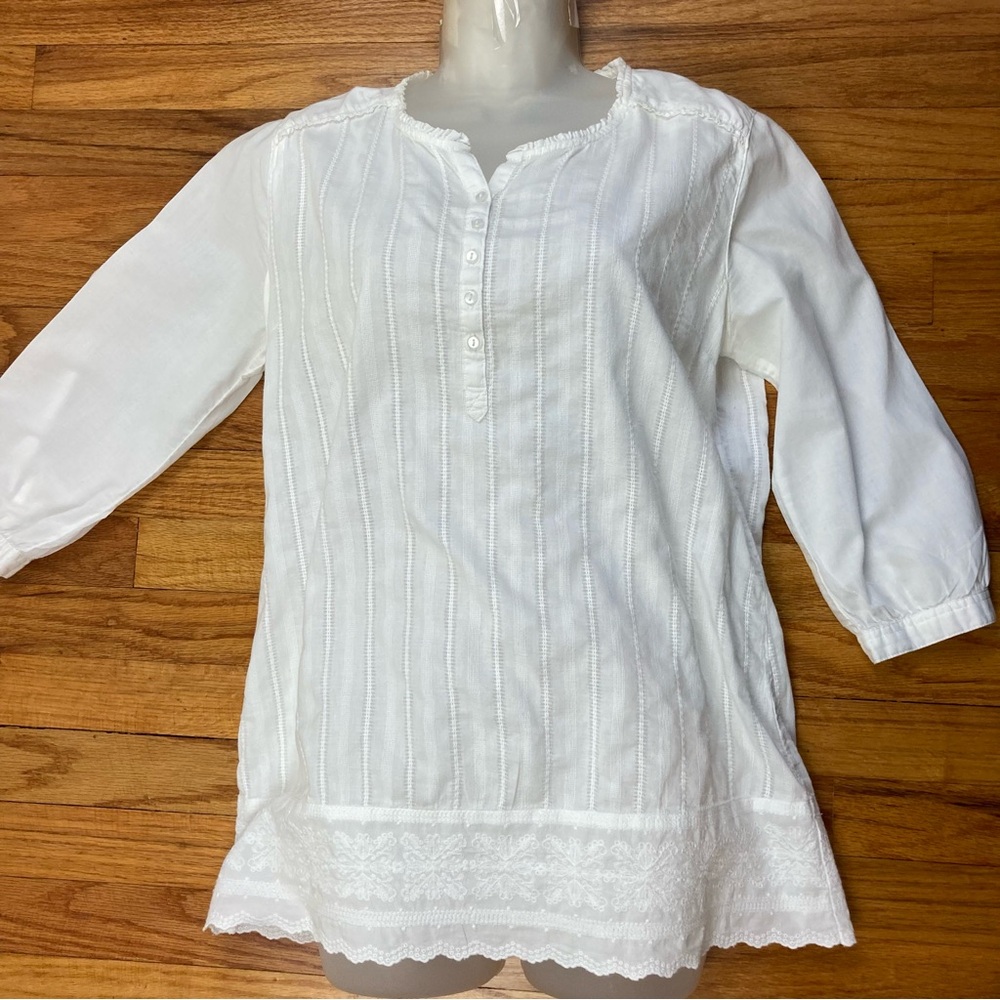 Bit & Bridle White Lace Cotton Tunic Top Medium